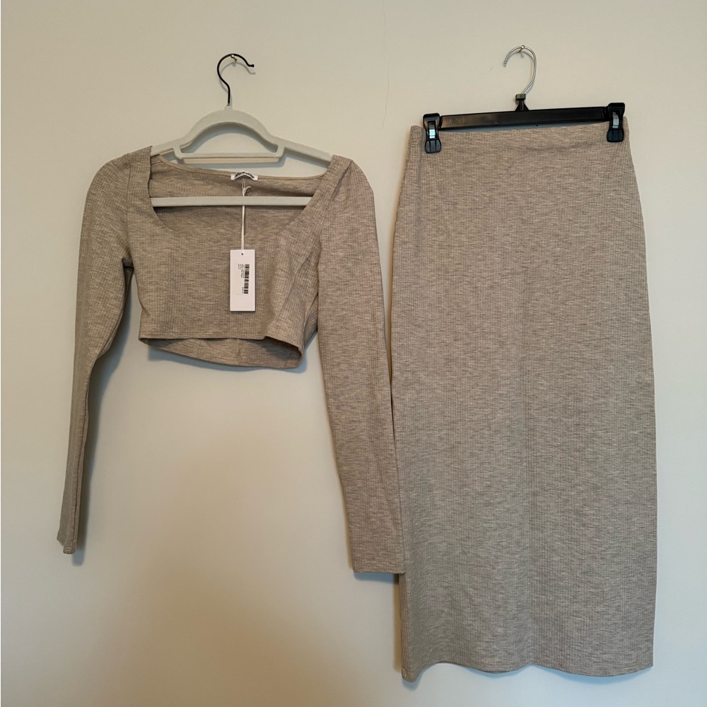 Reformation Gray Women's Skirt Set